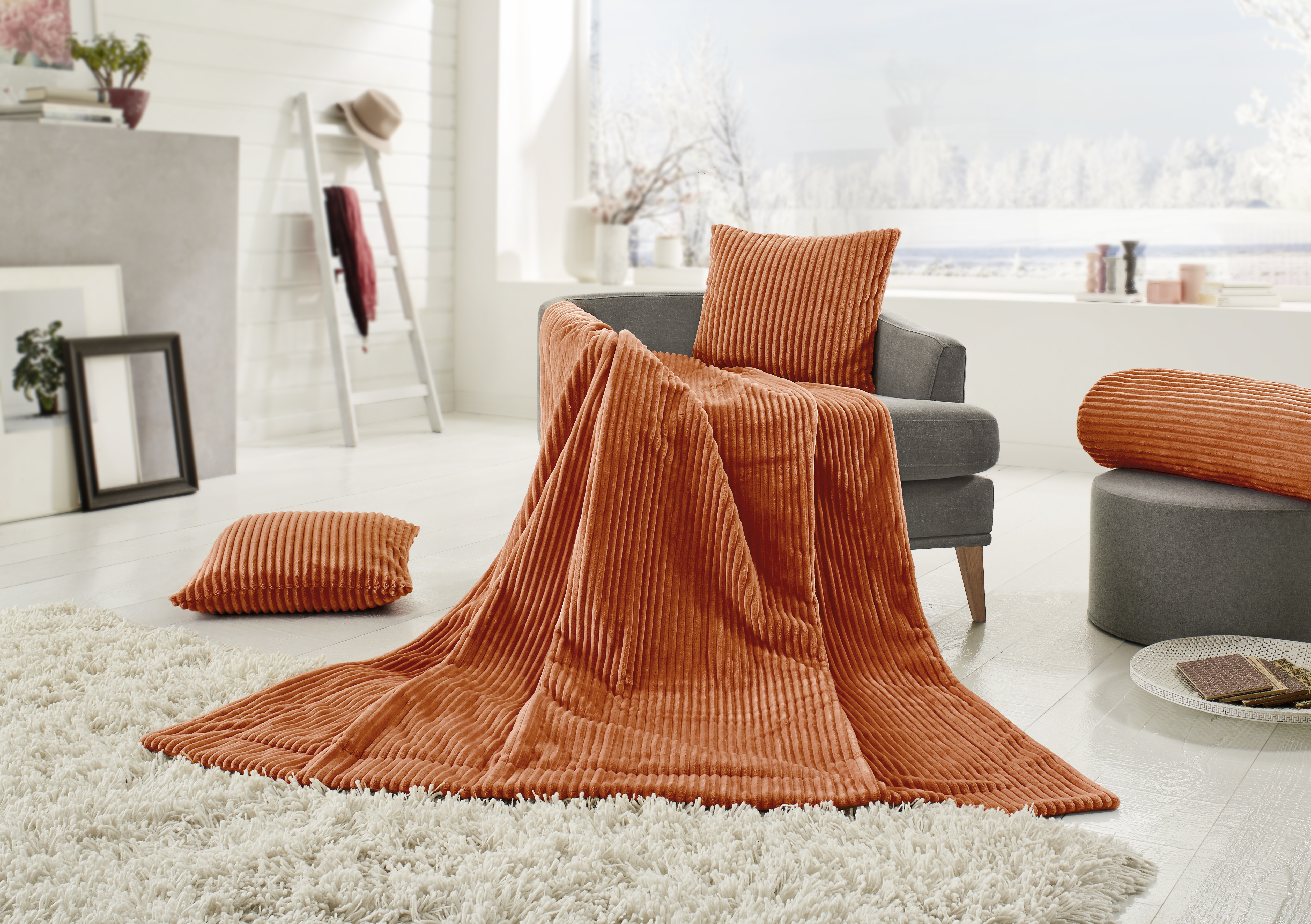 Blankets Cord Optik 150x200 cinnamon