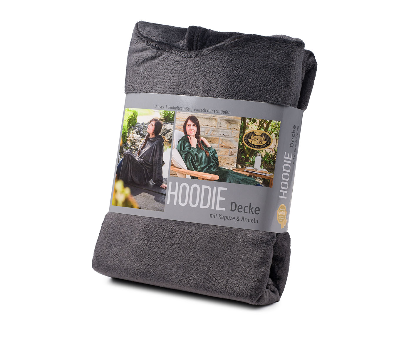 Hoodiedecke mit Kapuze anthrazit