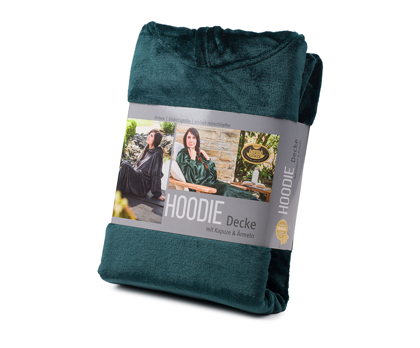 Hoodiedecke mit Kapuze dunkelgrün