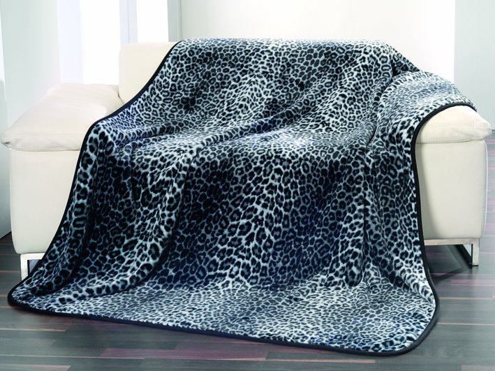 Blanket Cashmere Feeling 150x200 Snow Leopard silver
